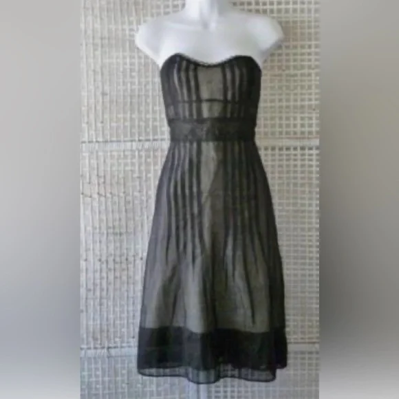 ODILLE Anthropologie black empire waist cotton dress, size 8 - Picture 3 of 10